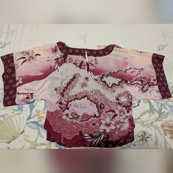WHBM Island Print Floral Kimono Blouse (L) - Picture 12 of 12